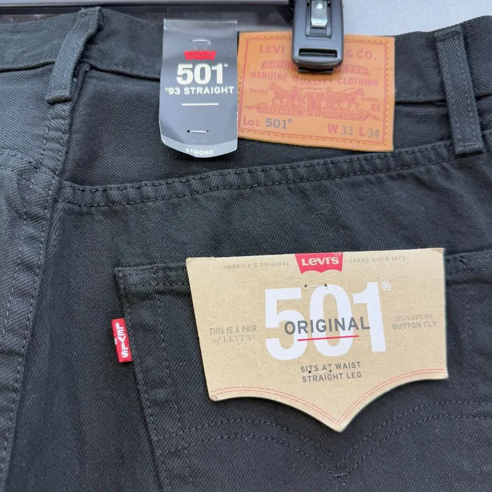 Levi's 501XX Big E Men's 33x34 Black Straight Leg Button Fly Preppy Normcore NWT